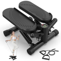 Sports Mini Stepper -330 pound Rotating Stepper with Resistance Band Portable Full Body Exercise Equipment