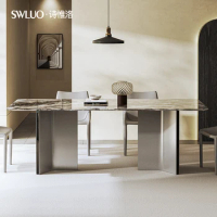 Italian dining table, rectangular household marble dining table, dining table and chair combination