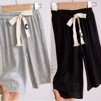 Seluar kaki lebar gaya Korea untuk kanak-kanak perempuan, gaya musim panas, longgar dan kasual, selu