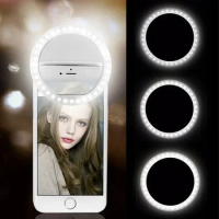 USB Charge Led Selfie Ring Light Mobile Phone Fill Lens Mini LED Selfie Lamp Ring for IPhone Samsung Xiaomi Phones SelfieLight