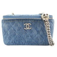 【二手名牌BRAND OFF】CHANEL 香奈兒【再降價】藍色 丹寧布 長方盒 Sweetheart Small Vanity Case 肩背包