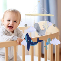 Baby Crib Mobile Montessori Ocean Animals Crib Mobile Soothing Crib Nursery Mobile Decorative Baby Nursery Mobiles with Hanging