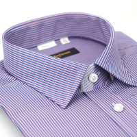 金安德森 藍紫條紋窄版長袖襯衫