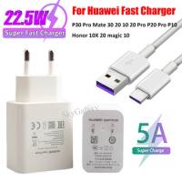 Original Huawei charger 22.5W Supercharge 5A Type C cable For P30 Pro Mate 30 20 10 20 Pro P20 Pro P10 Honor 10X 20 magic 10