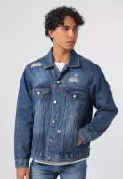 Edwin Jeans Jacket Denim Trucker Relaxed Fit Light Blue Distress