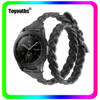 Leather Weave Double Wrap Band for Samsung Galaxy Watch 3 Bracelet Clasp Strap 20mm Women Watch Bands for Galaxy Watch Active 2