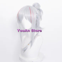 Game Arknights Nian Light Silver Long Cosplay Wigs With Braided Hair Heat Resistant Synthetic Hair Halloween Anime Wig + Wig Cap