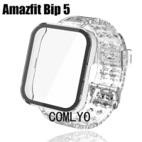 For Amazfit Bip 5 Case Full Tempered Glass Screen Protector bip5 Watch Strap TPU Clear Bracelet Band