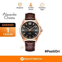 Jam Tangan Pria Alexandre Christie Primo Steel AC 1031 MD LRGBABO Men Black Dial Brown Leather Strap