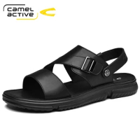 Camel Active New Outdoor Travel Men's Sandals Fashion Flexible Genuine Leather Shoes Men Sandals Soft Lightweight Beach Flat