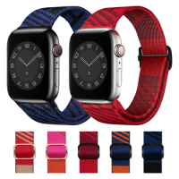 Fabric Nylon Strap For Apple Watch Band SerieS 7 6 4 5 SE Elastic Belt Bracelet IWatch 41mm 45mm 44mm 40mm 38mm 42mm Watch bands