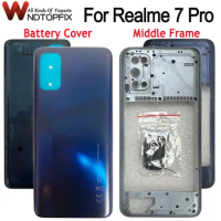 6.4'' For Realme 7 Pro Battery Cover Rear Housing Glass Case Replacement Parts RMX2170 Back Cover For Realme 7 Pro Middle Frame