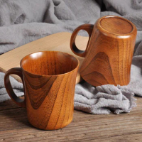 280ml Coffee Mug Large Capacity Japanese Style Tea Cup Natural Jujube Wood Beer Milk Tea Water Cup With Handle Bar Drinkware