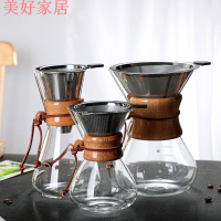 免運 木片手沖咖啡壺高硼硅玻璃咖啡分享壺耐熱高溫加厚手沖壺chemex壺