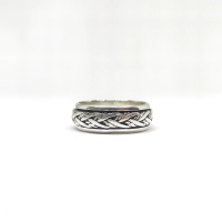 Cincin Ring Putar Motif Anyaman Spiral Sulur Tanaman Perak Silver Bali Asli 925 Pria Laki Permpuan W