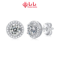 Bông tai bạc nữ LiLi S925 đính kim cương Moissanite cao cấp tròn Mabel LILI_662559