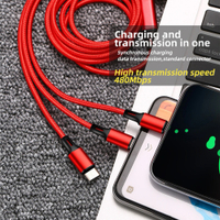 ศัพท์ Fast Charging Data Cable สำหรับ Apple Type-C Micro USB 3 In 1 Data High-Speed Transmission Cable อุปกรณ์เสริมสำหรับศัพท์สมาร์ท
