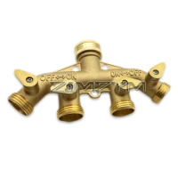 3/4 Inch 4-way Valve Outdoor Garden Threaded Faucet Four-way Ball Valve Solid Brass Hose Connector