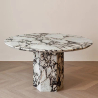 Natural Bulgari Marble Round Dining Table Italian Marble Dining Table Modern Simple Round Dining Table Stone Custom