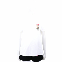 Max Mara-WEEKEND Cablo 手繪康乃馨白色彈性棉短袖TEE T恤