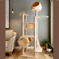 Wooden Scratching Cat Tree Play Toy Pet Cat Sisal Climbing Tree Soft Cat Scratching Tree