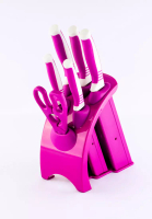 Newage Newage 7 Pcs Stainless Steel Knife Set with Stand - Magenta