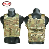Tactical LV119 Plate Carrier with Assault Back Panel Expandable Elastic Cummerbund MOLLE Front&amp;Rear Overt Airsoft Hunting Vest