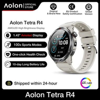 Aolon Tetra R4 Smartwatch AMOLED AOD 1.43 Inch Bulat Original Strava Heart Rate SpO2 Compass Tahan A