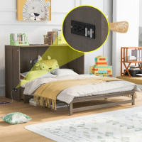 Queen Size Murphy Bed with built-in charging dock, sturdy structure, easy to assemble, simple and atmospheric, space-saving