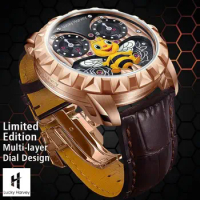 Lucky Harvey Automatic mechanical movement Limited edition Bee flapping dia watches for men Synthetic sapphire waterproofwatch