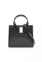 Salvatore Ferragamo Pre-Loved Salvatore Ferragamo vara ribbon Handbag leather black 2WAY