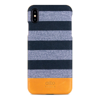Alto iPhone Xs Max Denim 系列 6.5吋 皮革手機殼 - 灰條紋(iPhone 保護殼)