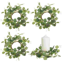 4 Pcs Eucalyptus Wreath Anthurium Rings Wreaths Small Berries Made of Stone Powder