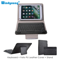Universal Wireless Bluetooth Keyboard with Leather Case Stand Cover for iPad 7 8 Inch 9 10 Inch Tablet for iOS Android Windows