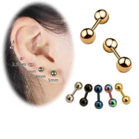 1 Pair of Unisex Stainless Steel Gold Silver Round Ball Stud Earrings 2.5-6mm Fashion Pierced Jewelry Personality New