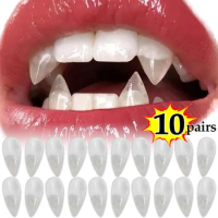 1-10 Pairs Adult Vampire False Teeth Transparent Dentures Fangs Zombie Tooth For Horror Bloody Halloween Party Decoration Props