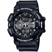 【CASIO 卡西歐】G-SHOCK 酷黑潮流雙顯手錶(GA-400GB-1A/速)