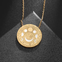 Exquisite Stainless Steel Moon Sun Tarot Card Pendant Necklace Stainless Steel Clavicle Chain Casual