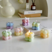 Bubble Cube Bicolor Candle Handmade Scented Candle Aromatherapy Soy Wax Candle Wedding Birthday Candles Party Home Decoration