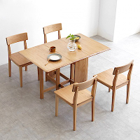 hoi! 源氏木語鹿特丹橡木1.5M摺疊餐桌 Y28R02+餐椅 Y90S01(一桌四椅) (H014290151)