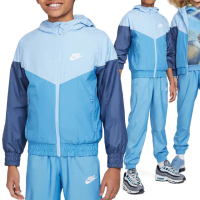 【NIKE 耐吉】WR HD JKT Warm 大童 藍灰色 運動 休閒 風衣 中性 口袋 連帽 外套 HJ2534-422