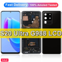 S20 Ultra Super Amoled Screen for Samsung Galaxy S20 Ultra 5G LCD Display G988 Digital Touch Screen G988B/DS +Frame Replacement
