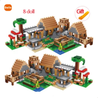 My World The Farm Cottage Village House Building Blocks with Figures Compatible 21128 DIY Bricks Toys