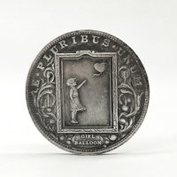 氣球女孩復古流浪幣硬幣雕刻 仿古銀元藝術品把玩收藏金屬擺件