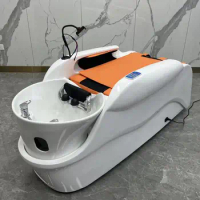 Full automatic intelligent electric massage shampoo bed for barber shop special hairdressing semi lying ceramic basin flushing
