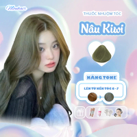 Thuốc nhuộm tóc, Thuốc nhuộm tóc màu Nâu Kiwi, Mouhair, tặng oxi trợ dưỡng,bao tay, mũ trùm, bịt tai