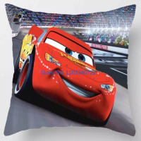 Anime Red McQueen 95 Cars Square Cushion Cover Plush Pillowcase Pillow Case Shams Sofa Car Home Decor 45x45cm Kids Birthday Gift