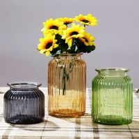 【滿299出貨】透明彩色豎紋歐式花瓶大小號水培花瓶玻璃插花瓶客廳家居擺件
