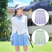 TTYGJ Women Anti-light Elastic Golf Short Skirt Female Breathable High Waist Skort Pleated A-Lined Culotte Elegant Tutu Skirt