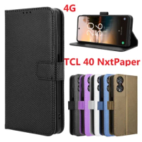 Diamond Leather For TCL 40 NxtPaper 4G T612B Case Flip Book Stand Card Wallet Protection 40R Cover